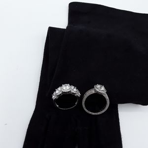 Silver rings with cubic zirconia